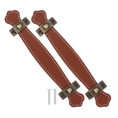 2Pcs PU Furniture Handles Drawer Pulls for Kitchen Cabinets Bathroom Workroom Dresser Trunk Vintage Luggage Decor