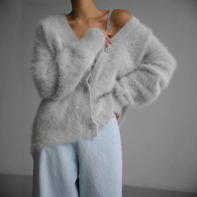 Womens Oversized Knit Cardigan Sweater V-Neck Long Sleeve Soft Warm Fall Winter Loose Fit Casual Outerwear