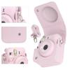 New Model Instax Mini 12 Case, Full Protection, Scratch Resistant, Portable, with Shoulder Strap, PU Leather (Pink)