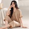 Pajamas women's summer Modal short-sleeved cropped pants thin summer new cotton silk can be worn outside plus size loungewear