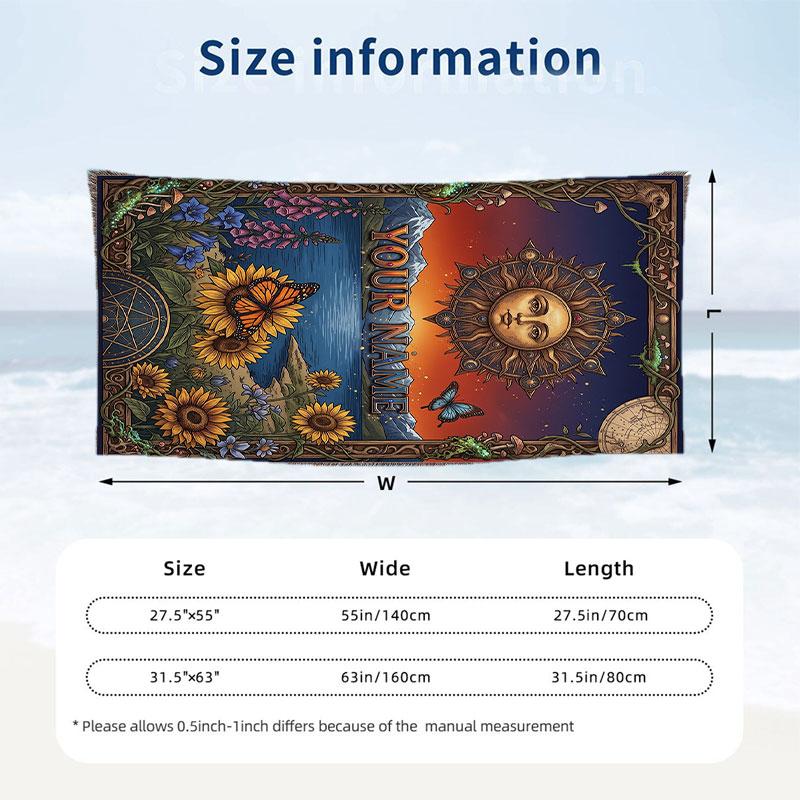Floral Garden Theme Beach Towel Personalized Custom Name & Text Soft Quick Dry Beach Towel for Swimming Travel