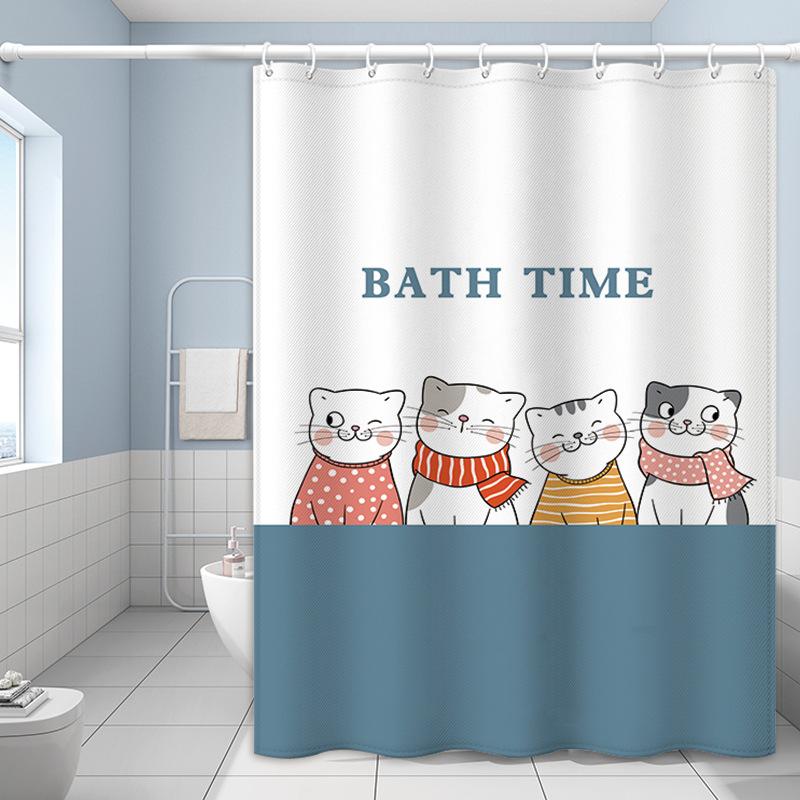 JINRUN Bathroom Thickened Waterproof Curtain Mildew Proof Shower Curtain Shower Partition Curtain Shower Curtain Bathroom Curtain Free Perforation