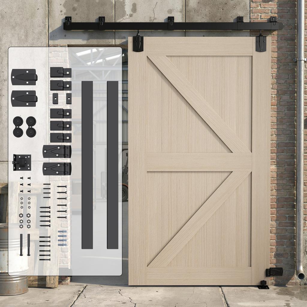 Heavy-duty sliding door hardware set 183 cm Black for single doors