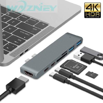 Dual-Typ-C-zu-HDMI-Erweiterungsdock, USB3.1-Thunderbolt-Konverter, Sieben-in-Eins-MacBook-TV-Projektor