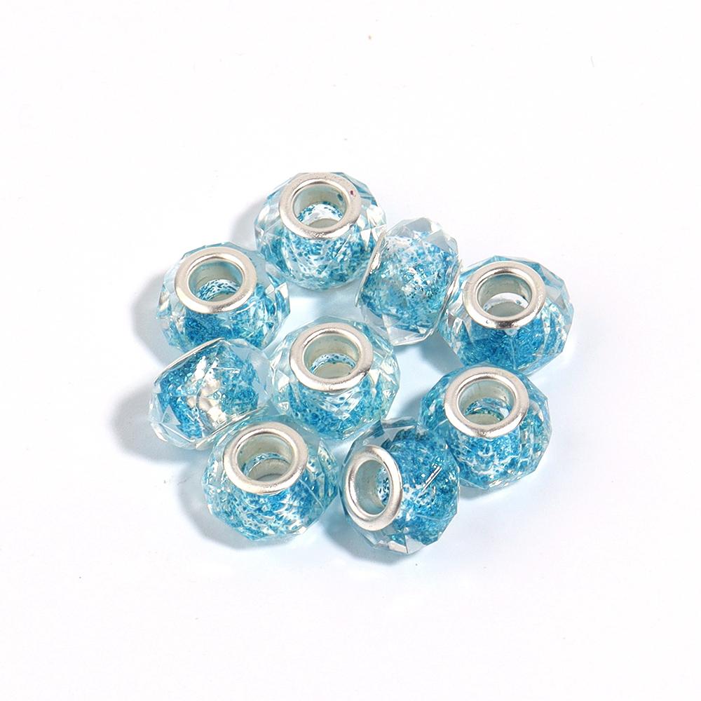 10Pcs/lot Transparent Color Faceted Resin Beads Large Hole Loose Beads for Jewelry Making DIY Bracelet Decoration Charm Supplies