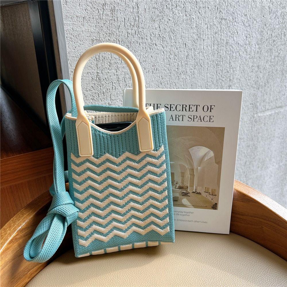 Geometric Pattern Handmade Shopping Bags Shoulder Bag Women's Knitted Handbag Tote Bag Handbag Chain Shoulder Crossbody Bag