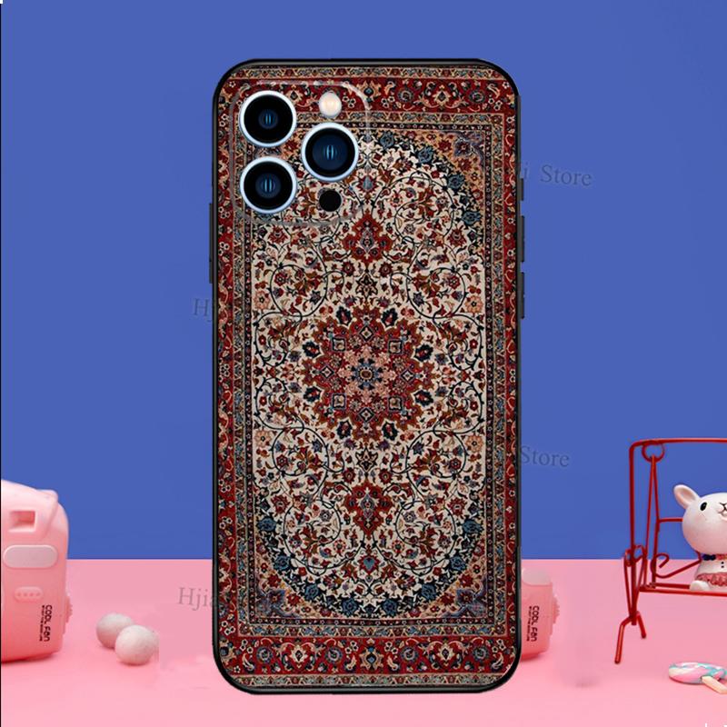 Persian Carpet Floral Pattern Phone Case For iPhone 16 15 12 13 Mini 11 14 Pro XS Max Plus X XR Silicone Cover
