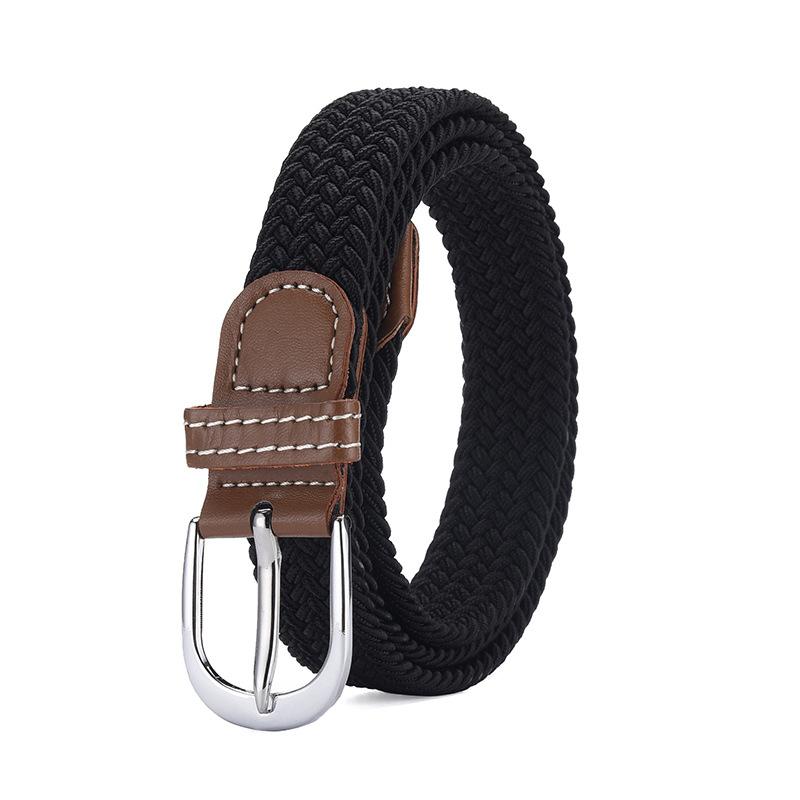 Jeans Belt Women'S No Perforated Canvas Belt Women'S Braided Elastic Elastic Student Decorative Belt
