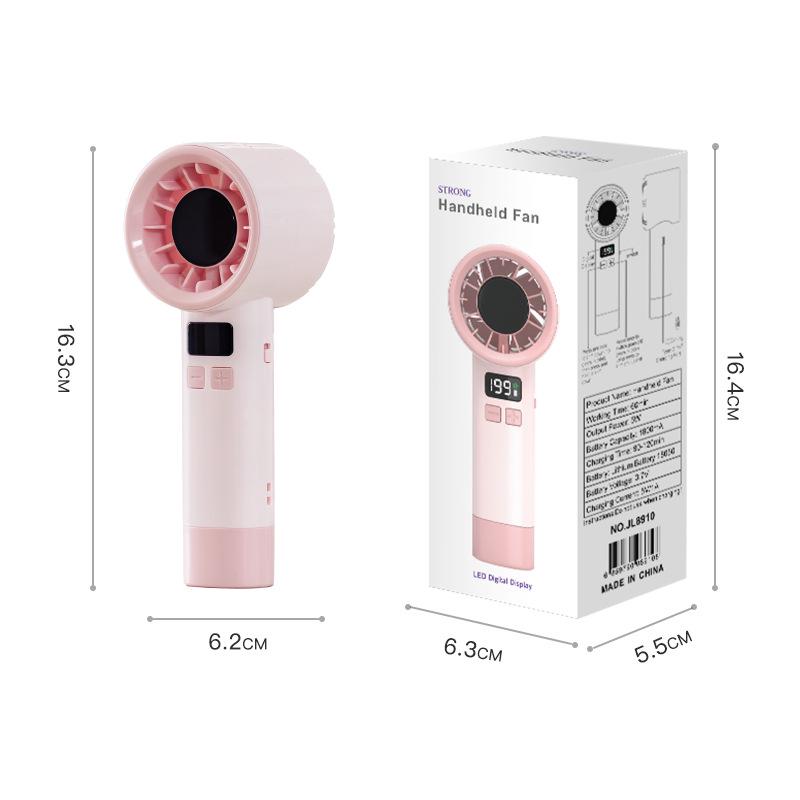 Compact USB Rechargeable High-Speed Digital Display Handheld Fan