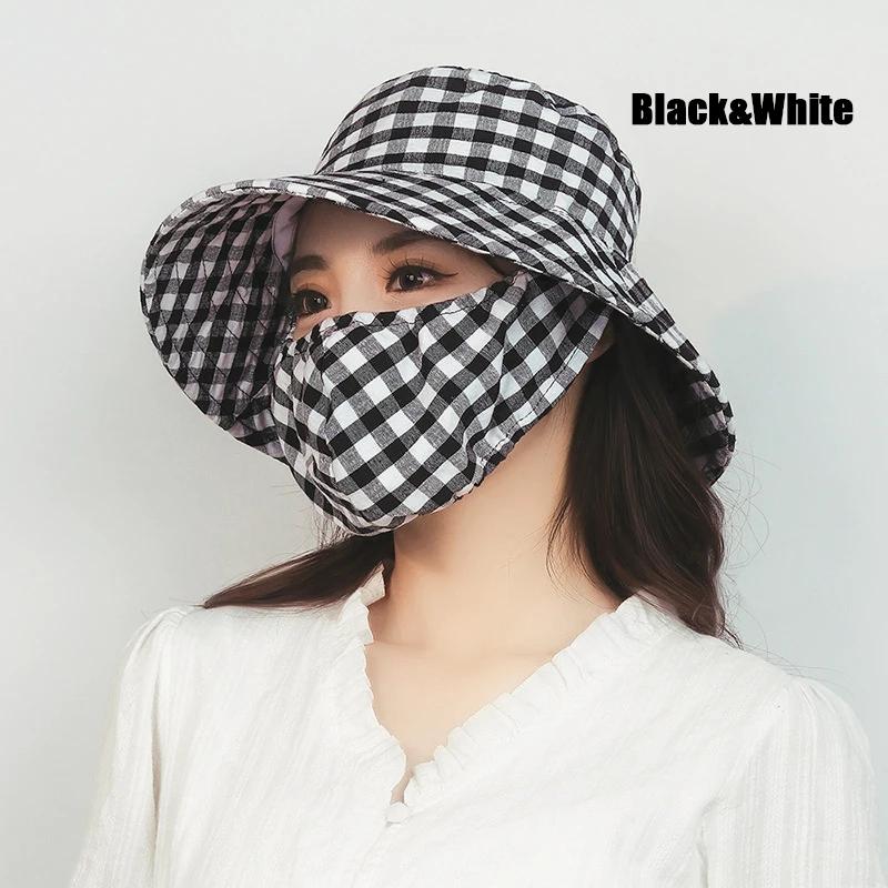 New Outdoor Summer Work Face Protection Full Protection Bucket Hat Seaside Sunscreen Mask Hats Integrated Fisherman Hats