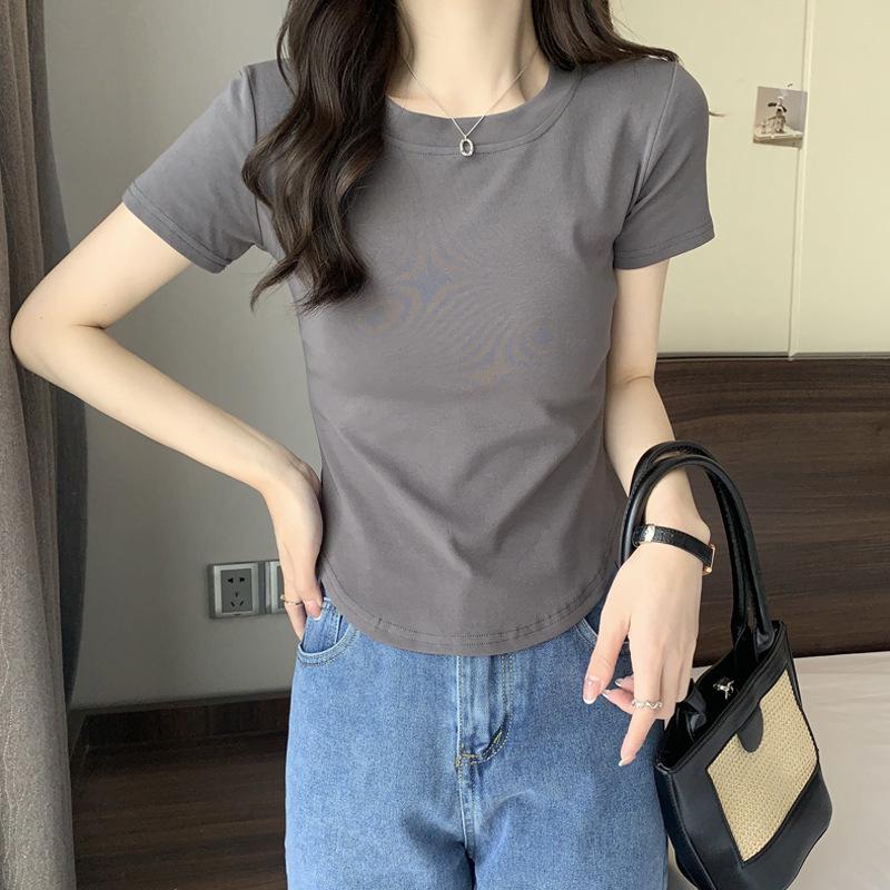 Women's 2026 Spring/Summer Loose Fit Pure Cotton Short Sleeve Round Neck T-shirt