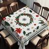 Christmas Poinsettia Holly Snowflake Waterproof Tablecloth Table Decor Winter Xmas Kitchen Table Runner Christmas Decorations