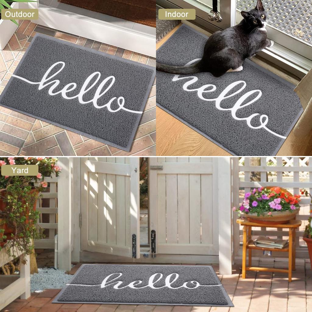 Olanly Garden Dirt Trapper Entryway Mat of Outdoor Indoor Washable Home Doormat Cute Letters Non-Slip Door Mats for Front Door