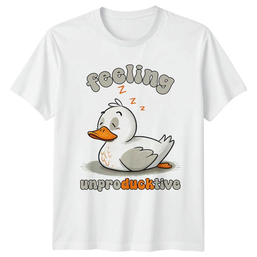 Feeling Unproducktive TShirt Duck Pun Animal Humour And Her S