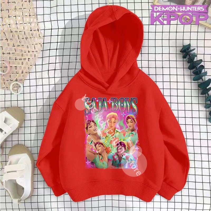 K-pop Demon Hunters Hoodies Boys Girls Long Sleeve Outerwear Saja Boys Print Hooded Coat for Children Fashion Pullover Kids Tops