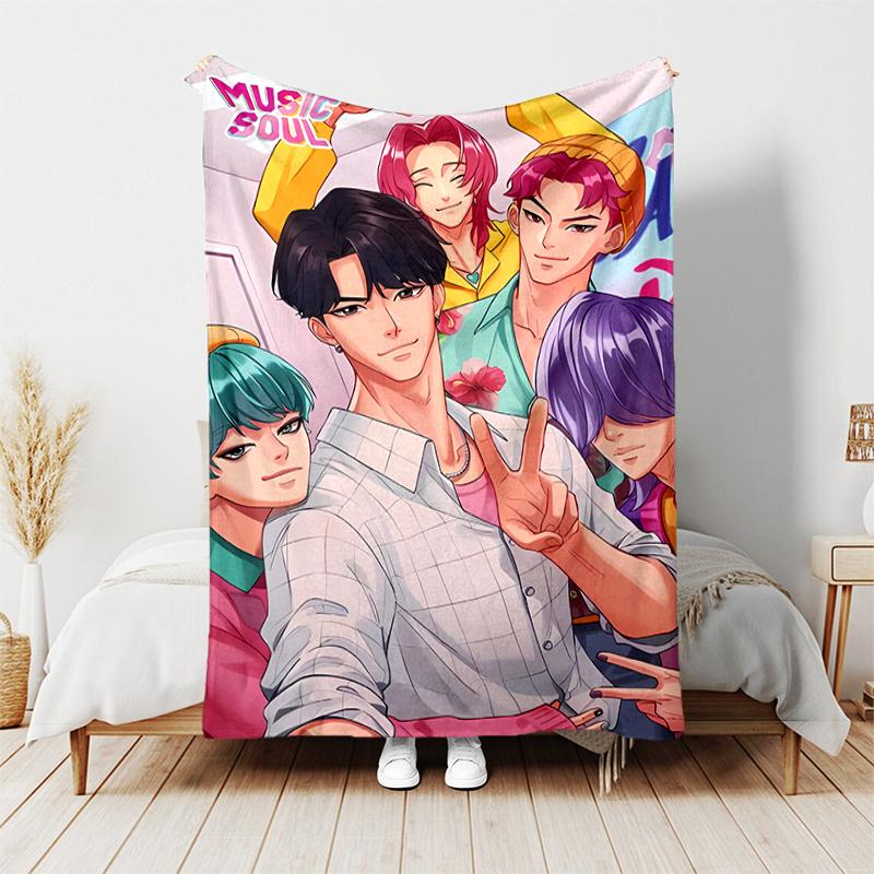 1pc Blanket K-Pop Demon Hunters Print Design, Lightweight Blanket for Sofa, Bed- Soft &Warm, Gift for All Seasons like Christmas, Halloween
