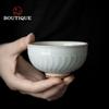 100ml Handmade Embossed Teacups Lotus Petal Retro Ceramic Master Cup Kung Fu Tea Set Single Cup Household Ceramic Tea Items
