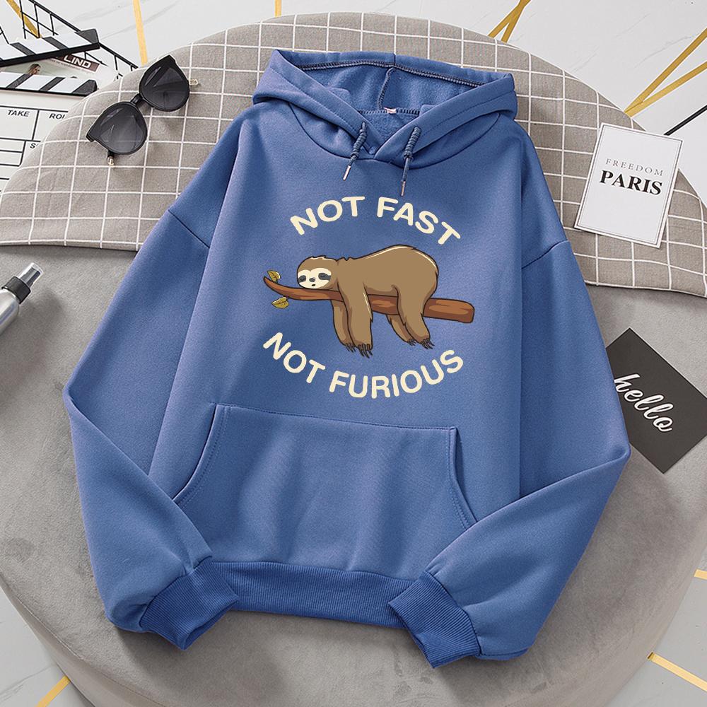 Not Fast Not Furious Sloth Sleeps Hanging From Branches Hoodies Women Novelty Fashion Hoody Loose Basic Hoodie Casual Warm Tops