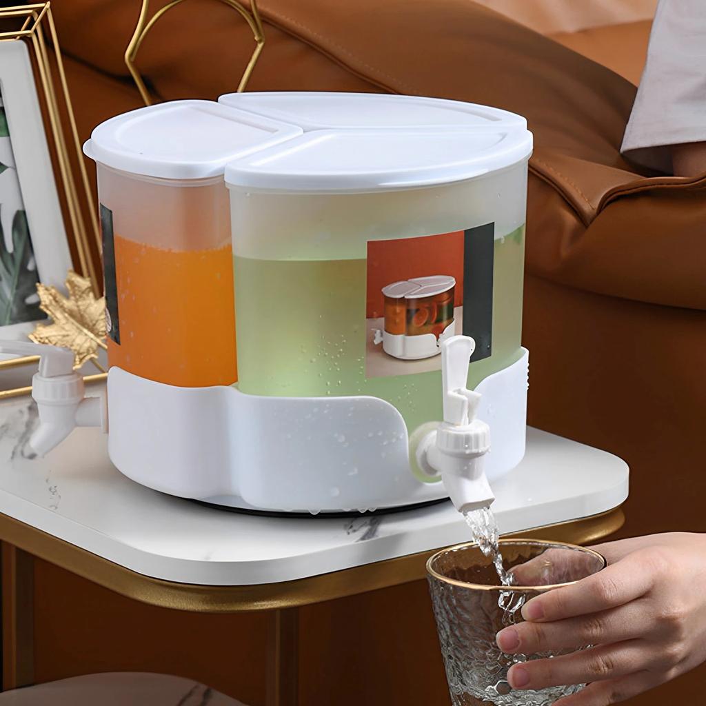 5.1L Drink Dispenser with Faucet 360° Rotatable Juice Jug Dispenser 3 Compartment Removable Beverage Dispenser Juice Dispenser