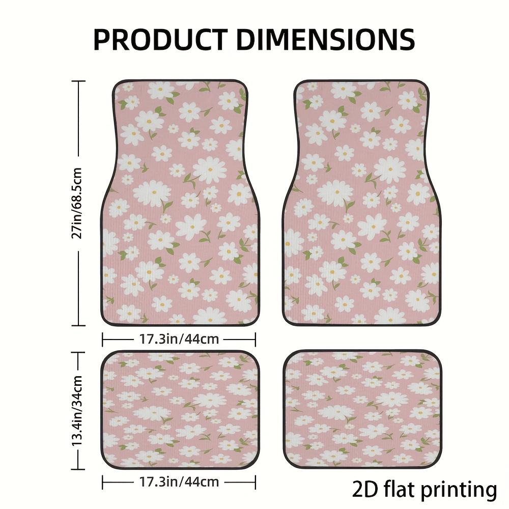 4pcs Car Floor Mats, Pink Background With Small White Floral Pattern, Universal Fit Car Mats, Material, Car Decorative Accessori