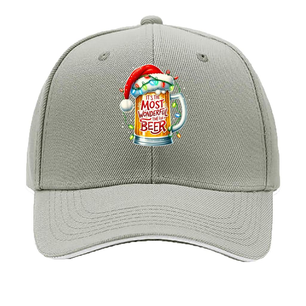 Its The Most Wonderful Time For A Beer Santa Christmas Sandwich Baseball Cap Sun Cap Outdoor Workouts Hat