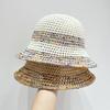 Summer Women's Knitted Fisherman Hat Hollow Sunscreen and Sunshade Colorful Straw Hat