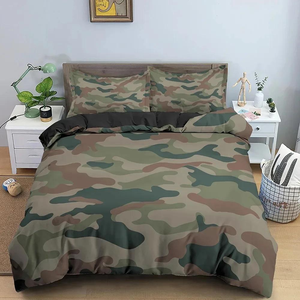 Klassisches Camouflage-Muster Maskierendes Camo Wiederholung Bequem Bettdecke Bettbezug Kissenbezug Bettwäscheset Kinder Schlafzimmer Dekoration