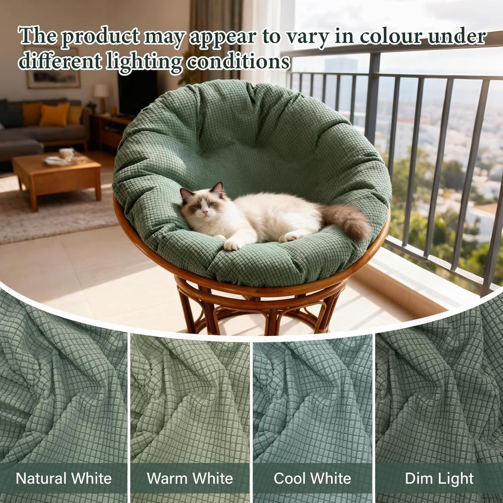Papasan Chair Cushion Cover, Soft Plush Fleece Slipcover Only, Removable & Machine Washable with Adjustable Design, Fits 44-48 Inch Cushion (Tea