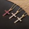 Nidin Hot Sale Square Shape Zircon Jesus Cross Pendant Necklace For Female Male Daily Party Charm Jewelry Wholesale Accessories