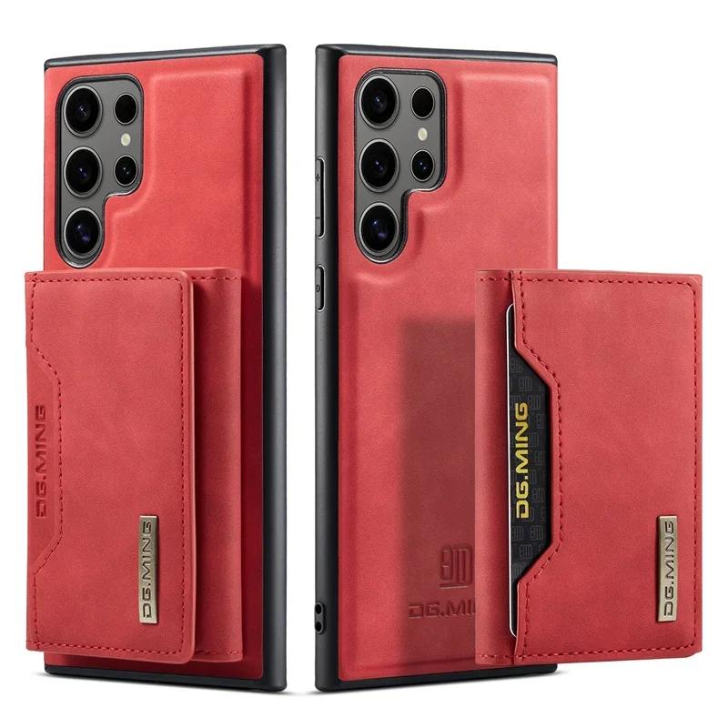 Luksusowe Magnetyczne Odpinane Skórzane Etui Portfel na Samsung Galaxy S26 S25 S24 S23 Ultra S22 S21 Plus S20 FE A55 A35 z Uchwytem na Karty
