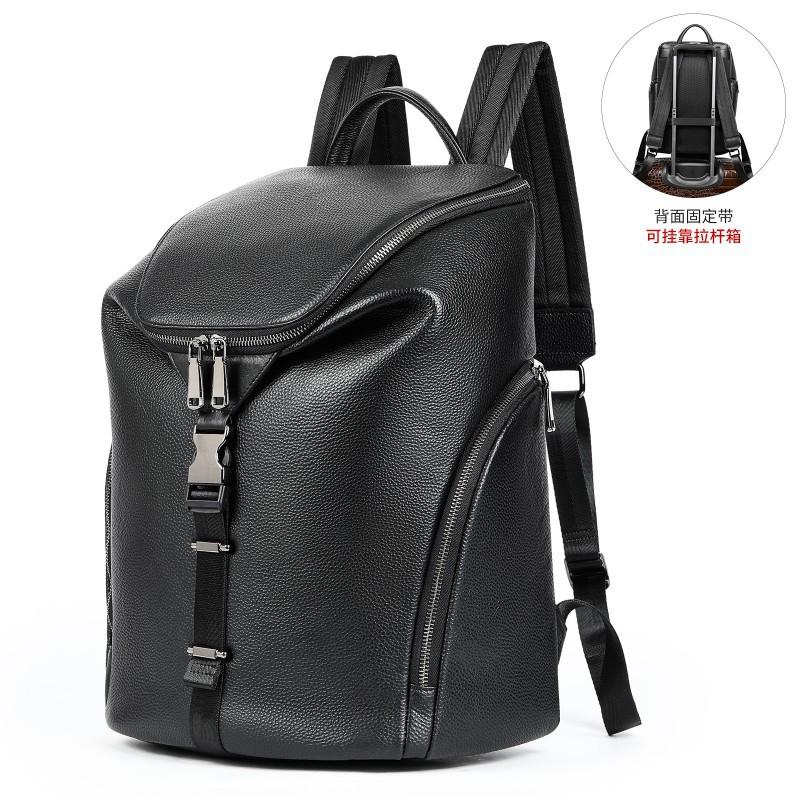 Head Layer Cowhide Backpack With High-end Feel Men s Business Casual Leather Travel Computer Bag Large Capacity чёрный