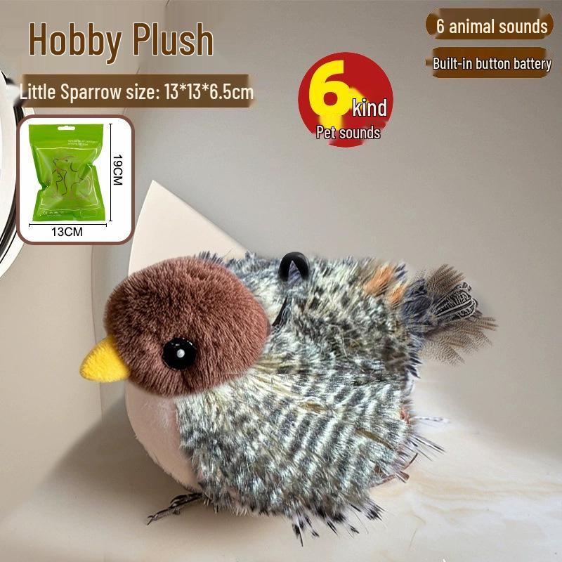 Cross-Border Electric Sparrow Cat Toy: Simulated Shaking Bird with Swinging Wings for Feline Entertainment