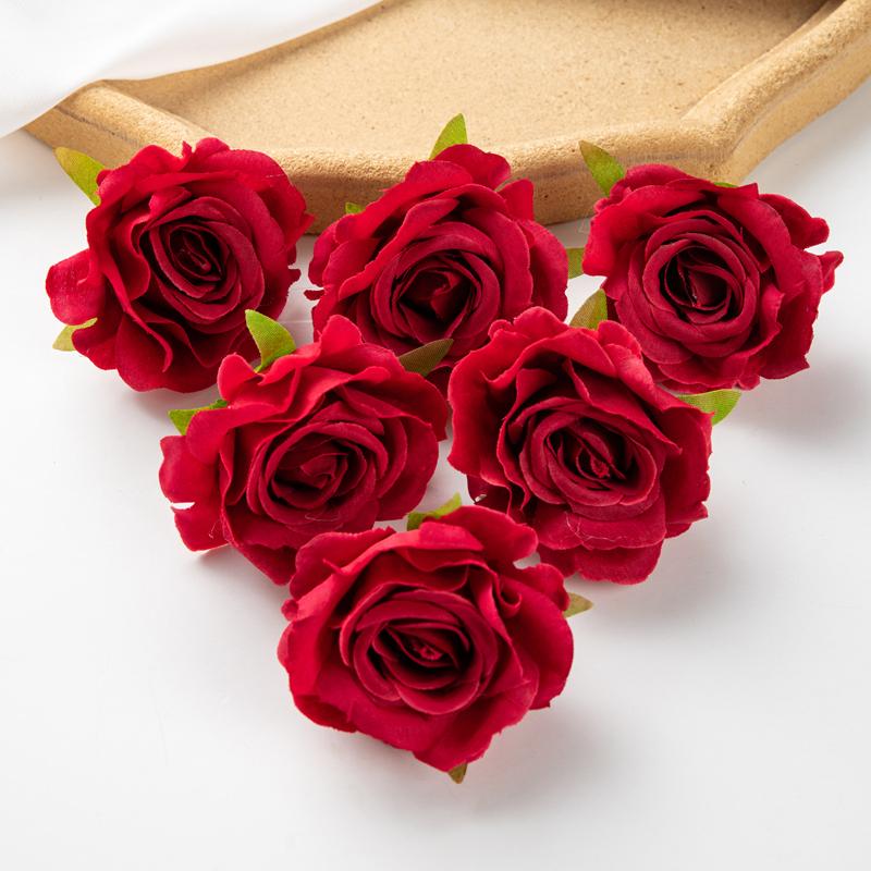 10/50Pcs Silk Roses Scrapbook Wedding Garden Home Party Decor Christmas Wreaths Accessories Candy Box Artificial Flowers Cheap