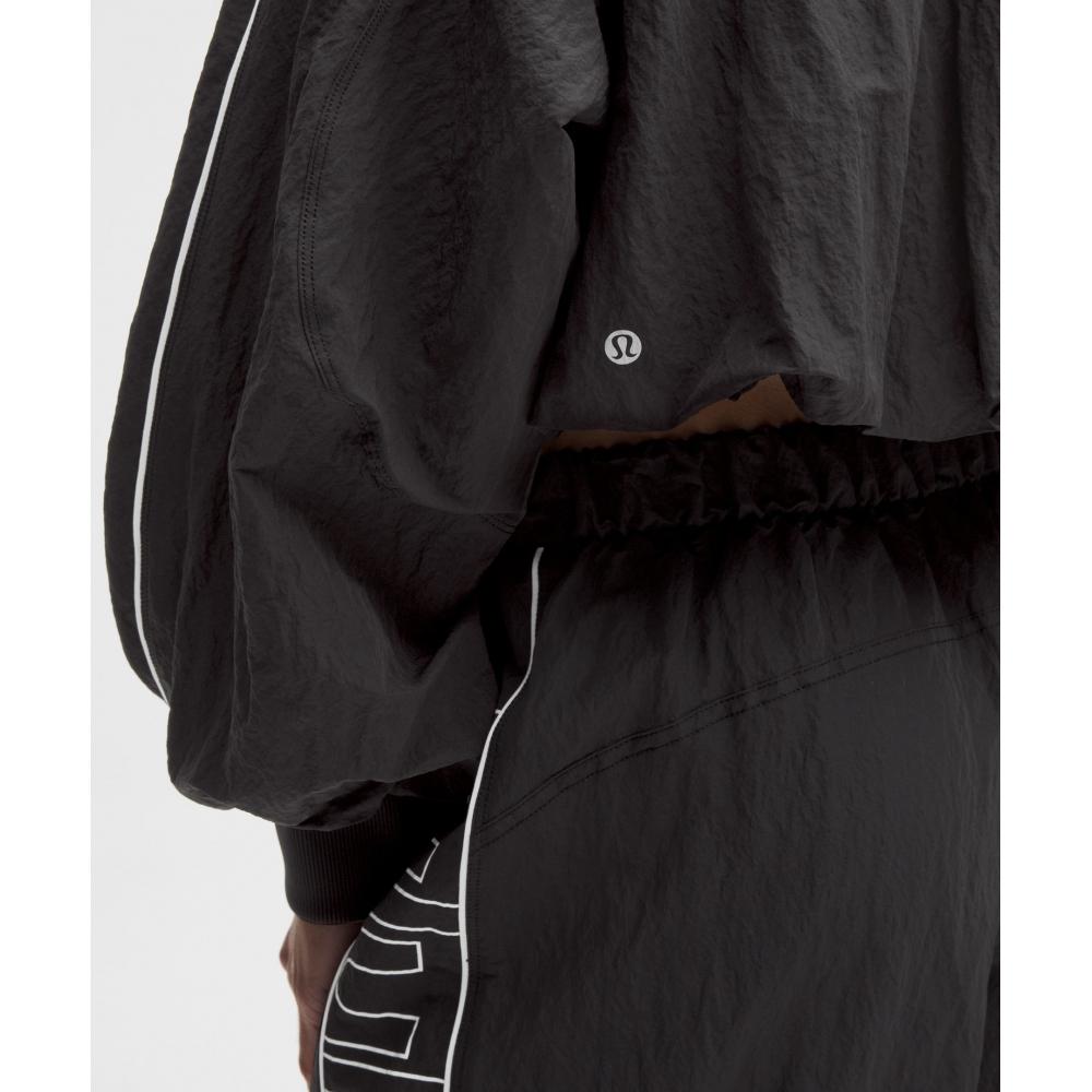 Lululemon Crinkle Nylon Track Jacket  Wordmark Black White