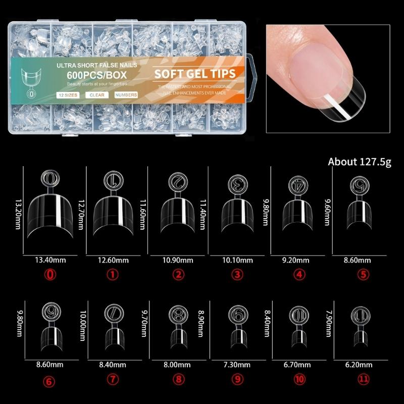 600 Stück Kurze Halbabdeckung Falsche Nägel Freundliche Nagelspitzen Maniküre Nageldekoration Für Salon oder Zuhause Schnelle Nagelkunst