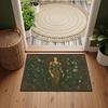 Vintage Feenpilz Sonne Mond Wirbel Himmel Blumiger Rand Rutschfester Teppich Cottagecore Hexe Waschbarer Innenraumteppich