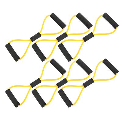 6 Stück Achter-Zugseil Fitness Yoga Trainingsband Gürtel TPE Heim-Fitnessstudio Widerstandsbänder Gelb