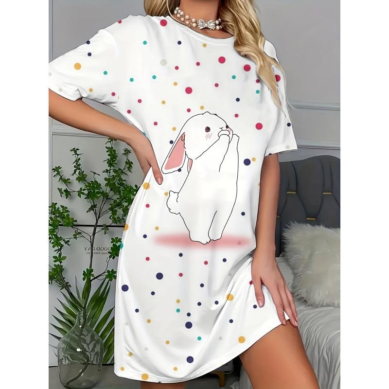 3D Print Dress 2026 Ladies Blue Turtle Print Short Sleeve Large Size T-Shirt Going Out & Home Wear Ladies Pajamas