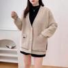 Faux Mink Sweater Coat - 2026 Korean Style: Lazy, Loose, Thickened Knit Cardigan for Autumn/Winter.