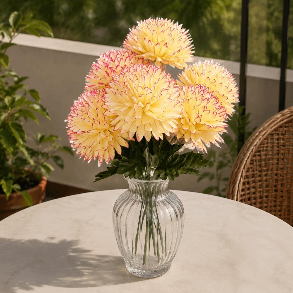 Silk Petals Chrysanthemum Artificial Flower Multicolor Faux Floral Desktop Ornament
