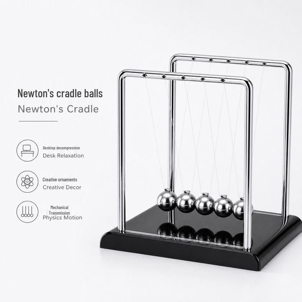Newton's Cradle Modern Desk Ornament - Bouncing Ball Gift for Home or Office Decor