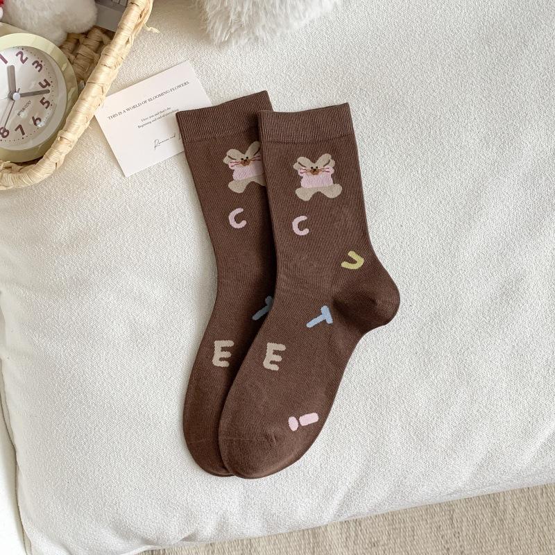 Funny Socks Animals Cartoon Dog Print Japanese Kawaii Cute Socks Women Korean Style Casual Harajuku Streetwear Middle Tube Socks
