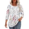 Women's Casual Round Neck Loose Three-Quarter Sleeve Top Blouse