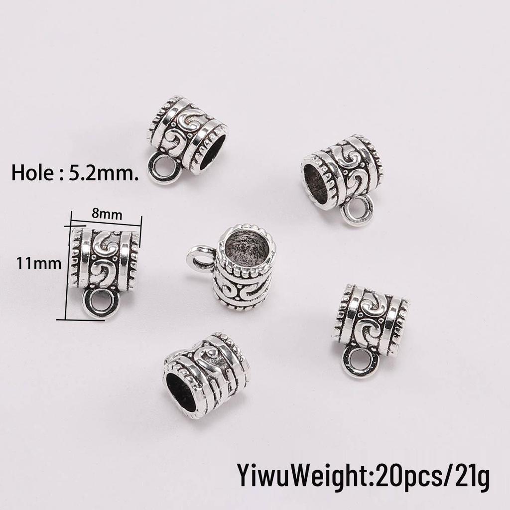 DIY šperky doplňky: Starožitné stříbrné distanční korálky s velkým otvorem pro náramky Pandora a trojcestné náhrdelníky - Sada 20 kusů.