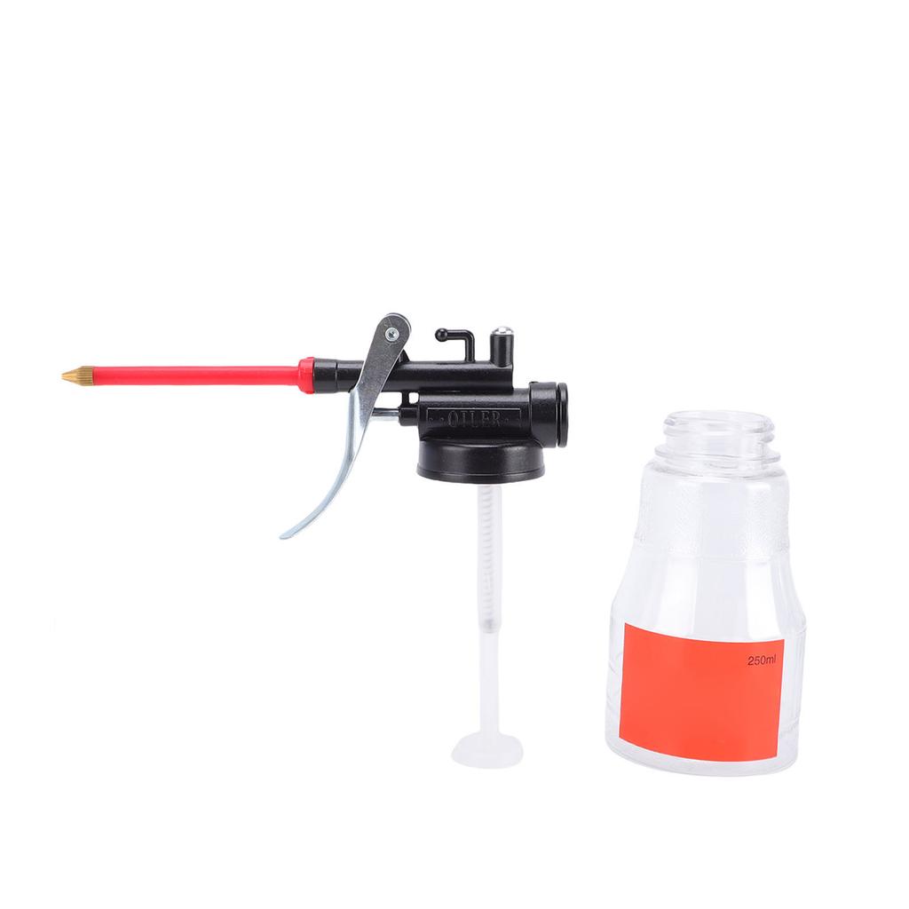 250ml High Pressure Oil Can Hand Pump Oiler PET Plastic Lubrication Oil Bottle with Long Flexible Nozzle