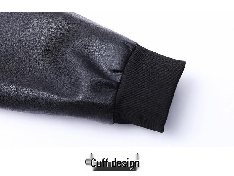 Men's Trendy PU Leather Jacket: Baseball Collar, Plus Size, Autumn/Winter, Dad Style