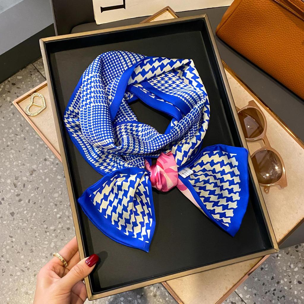 Small long silk scarf, women's spring and autumn style, foreign style, fashionable new style, matching shirt, headband, mother's neck, scarf.