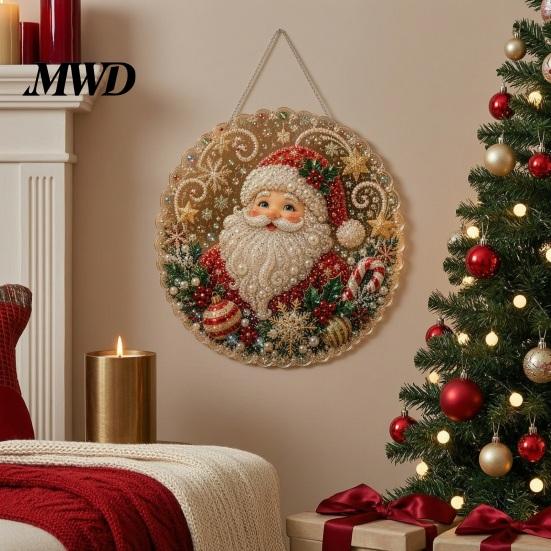 Weihnachtsgeschenk für die Familie Christmas Faux Pearl Art Kit, DIY Strassstein Edelstein Malerei Bastelset, Nikolaus Baum Wohnzimmer Dekorationen Socke Elch Muster