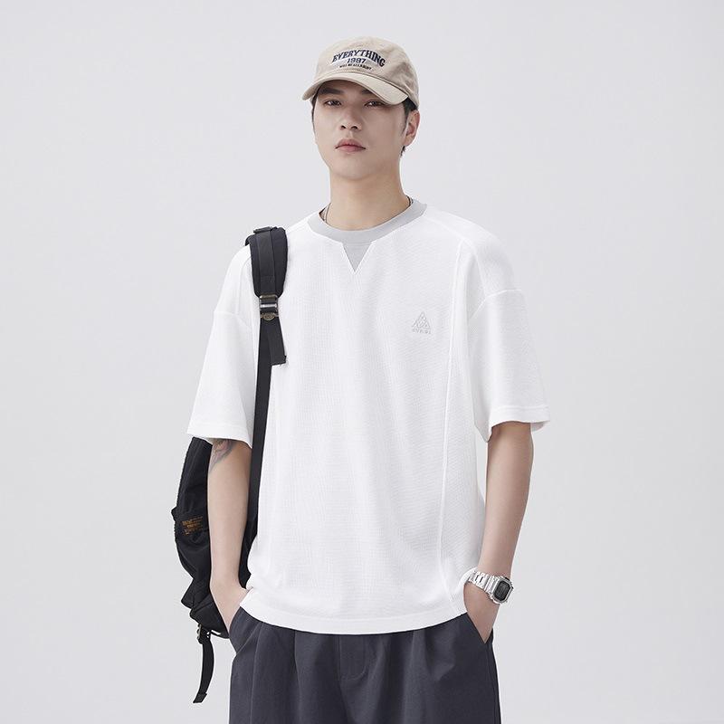 240g Special Texture Fabric Vintage Style Segmented Structure Comfortable Fit Round Neck T-shirt