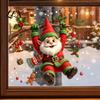 Christmas Glass Stickers Cute Gnome Static Window Cling, Removable Decal with Holly Bell Home Ornaments Gingerbread Snowflake, Holiday Decor